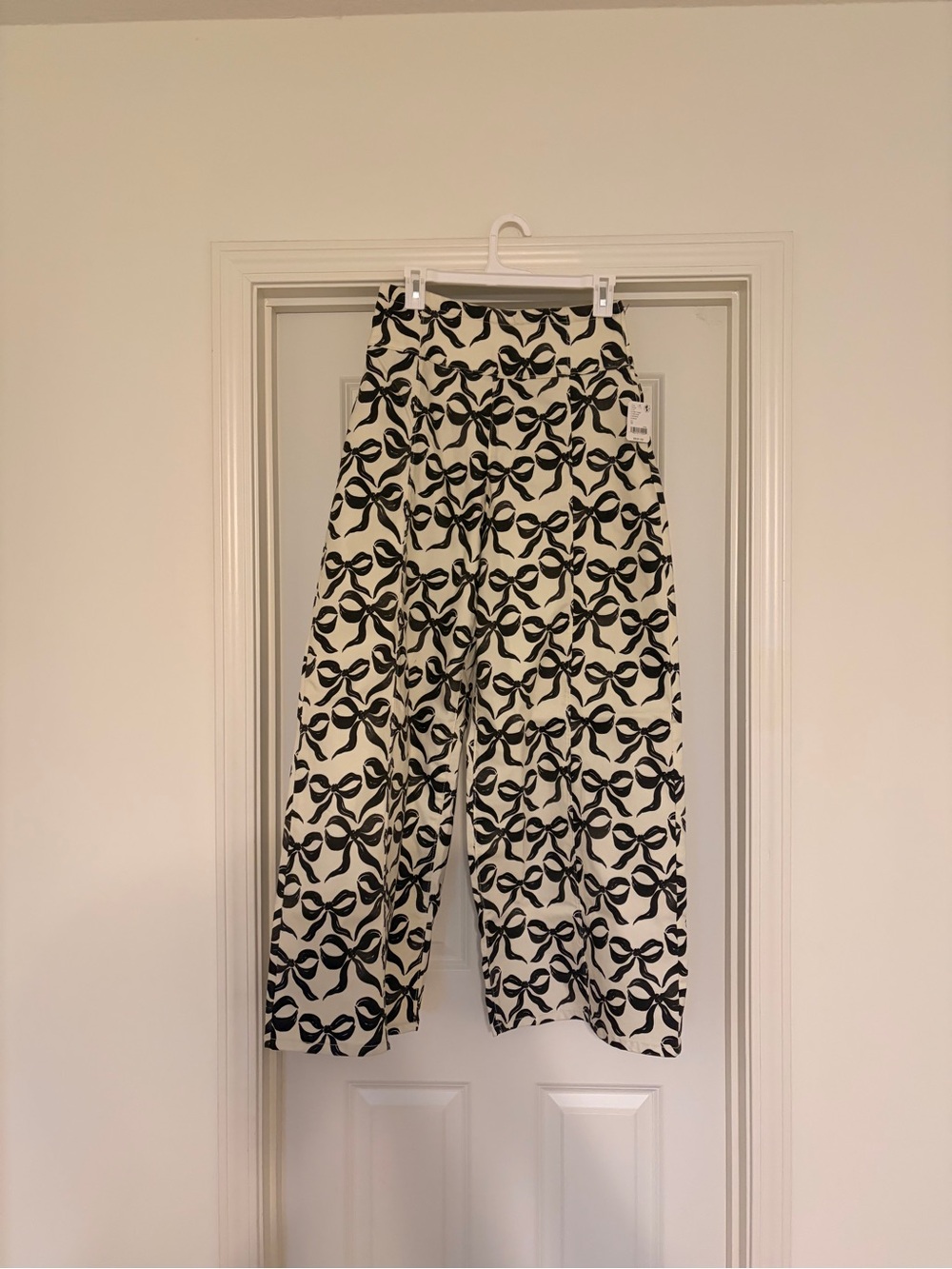 We the Free Spotlight High Rise Wide Leg Pant Black and White Bow Print